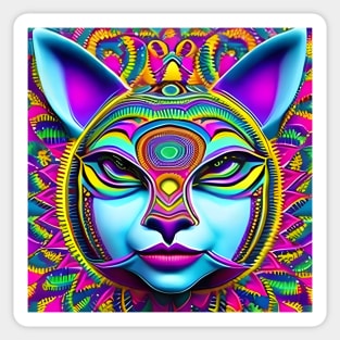 Catgirl DMTfied (23) - Trippy Psychedelic Art Sticker